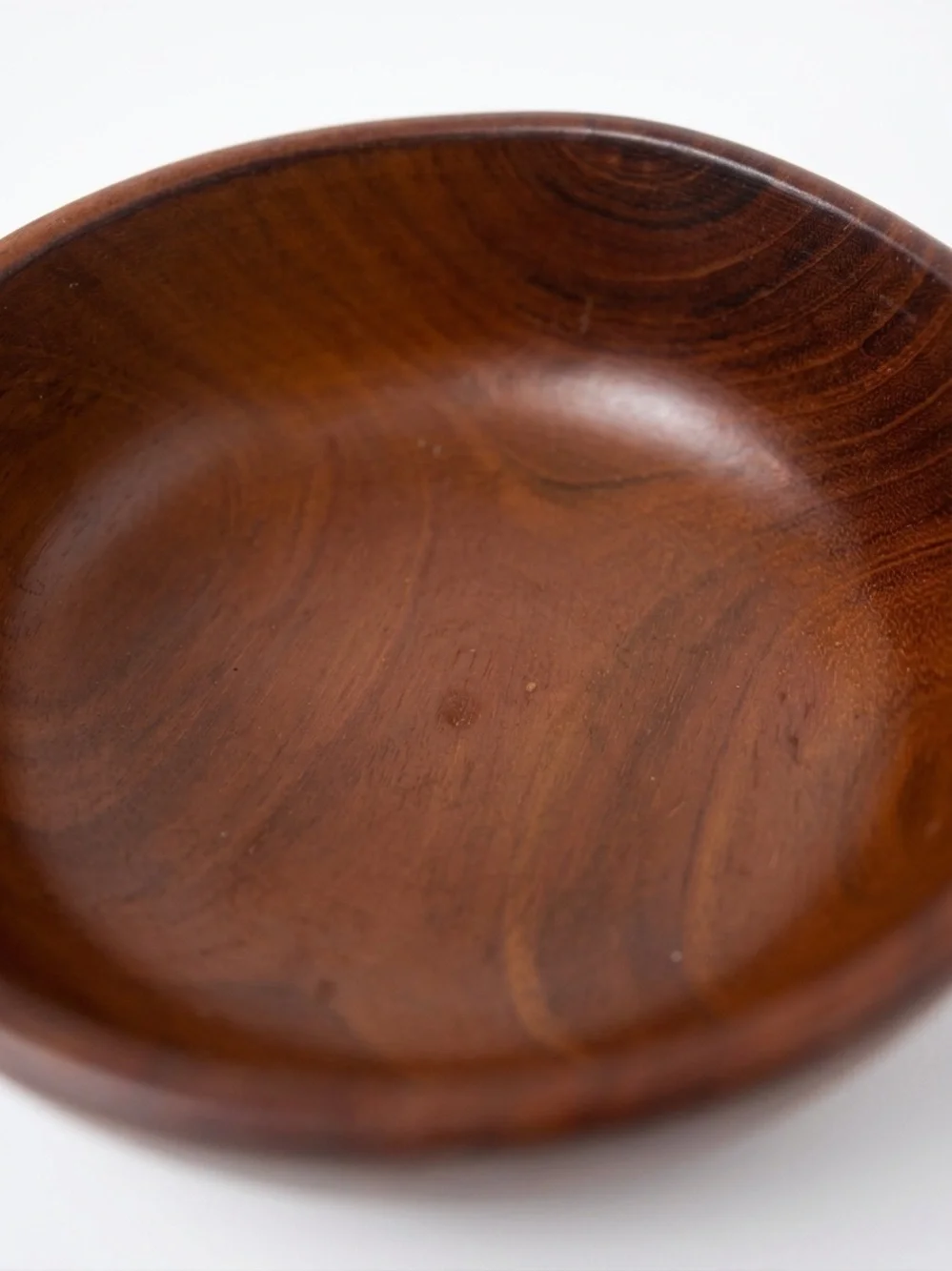 Vintage Mid-Century Modern Turned Teak Wooden Serving Bowl Handcrafted Decor